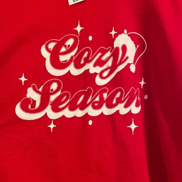 CHRISTMAS CROPPED SOFT SWEATSHIRT RED LOOSE FITTING 60% OFF! NWT LARGE - Picture 2 of 10